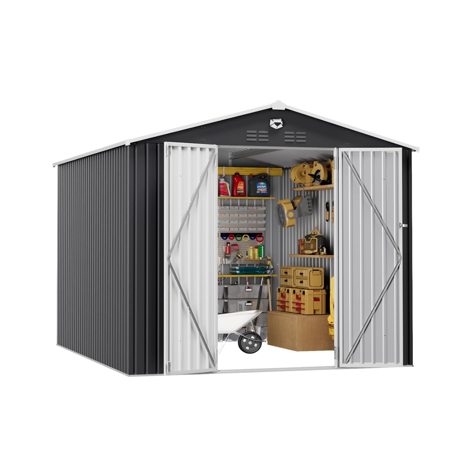 Gardening Tools In - 10x12 FT Metal Outdoor Storage Shed