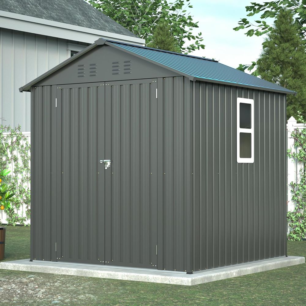 Gardening Tools In - 6x6 Metal Outdoor Storage Shed -