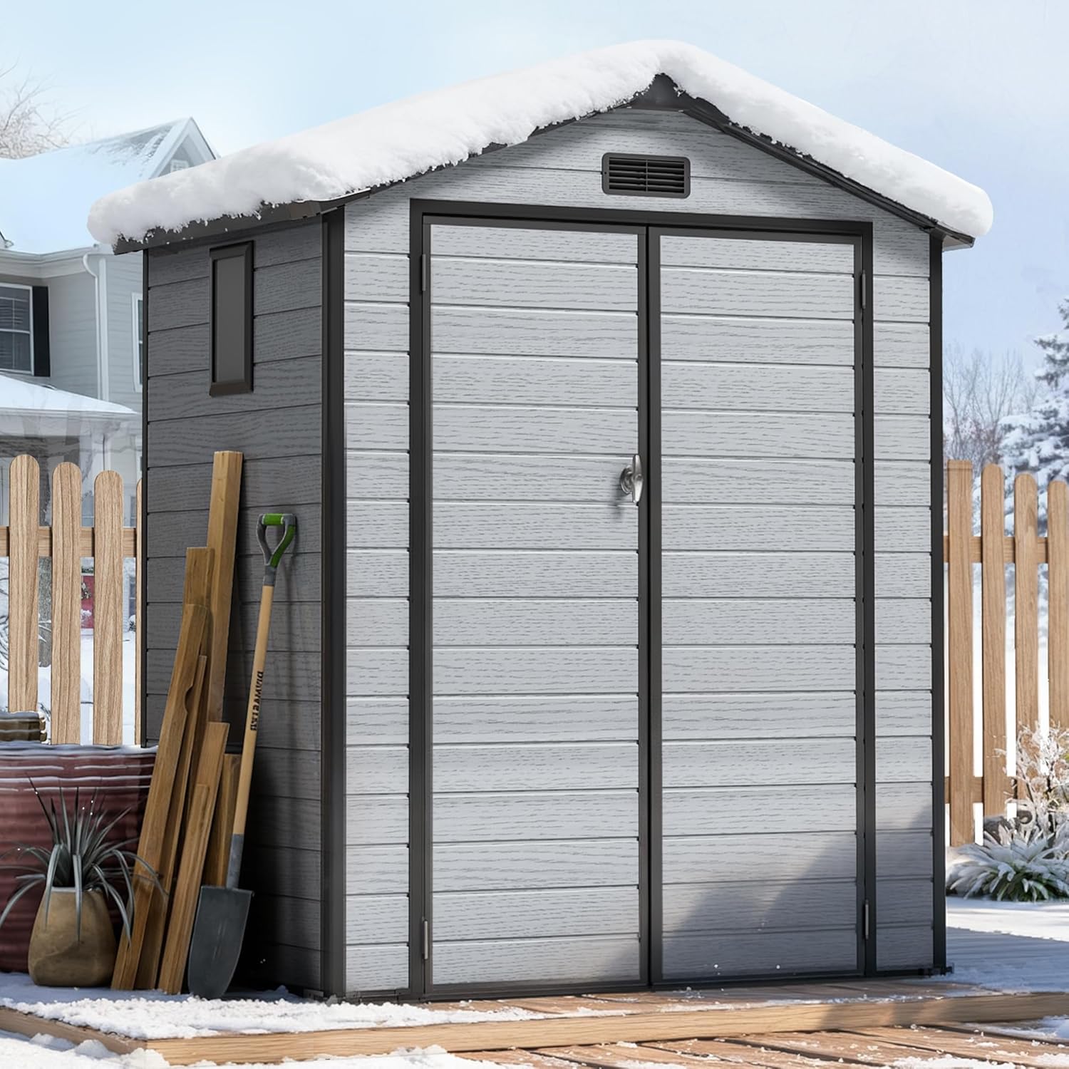 6X4 FT Outdoor Shed, Plastic S - Gardening Tools In avis et prix