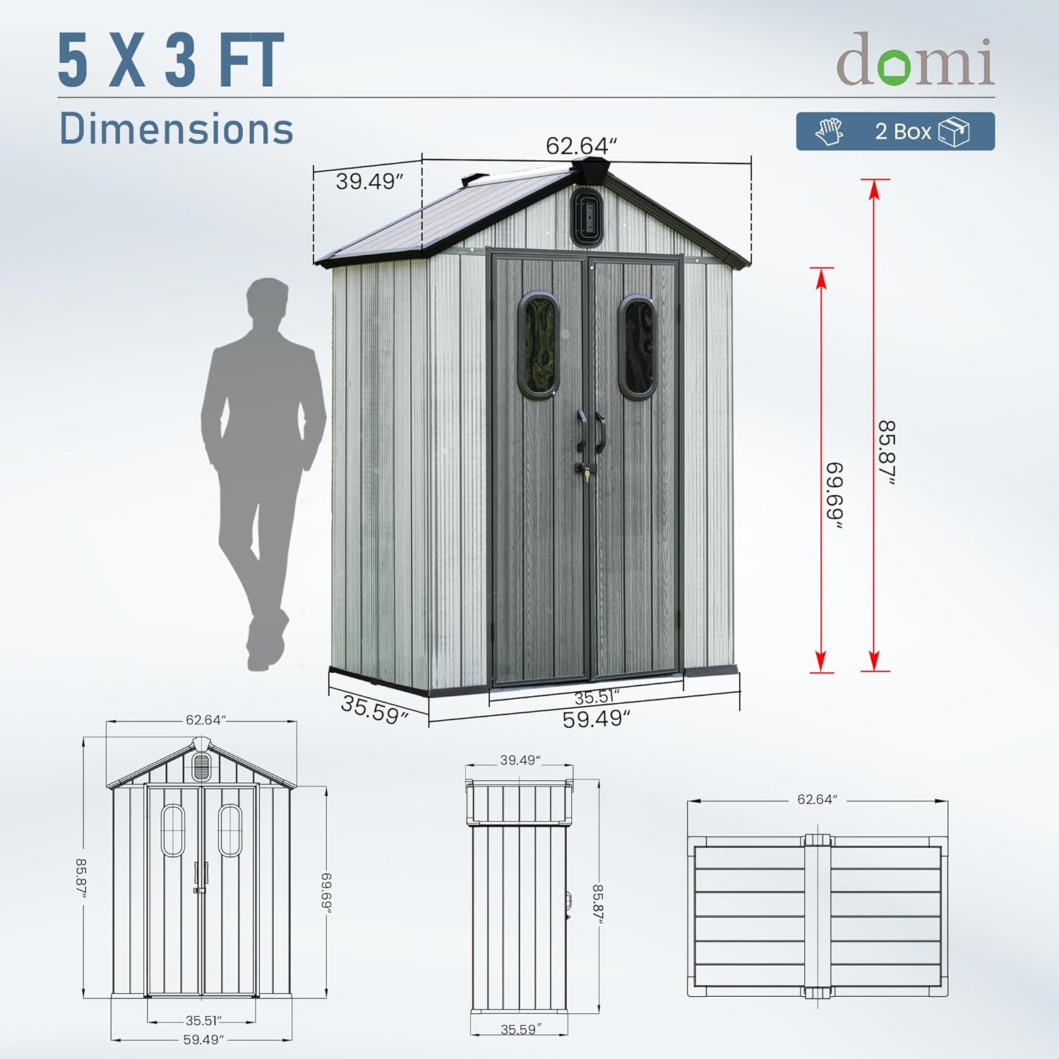 5x3 FT Resin Storage Shed All  - Gardening Tools In avis et prix
