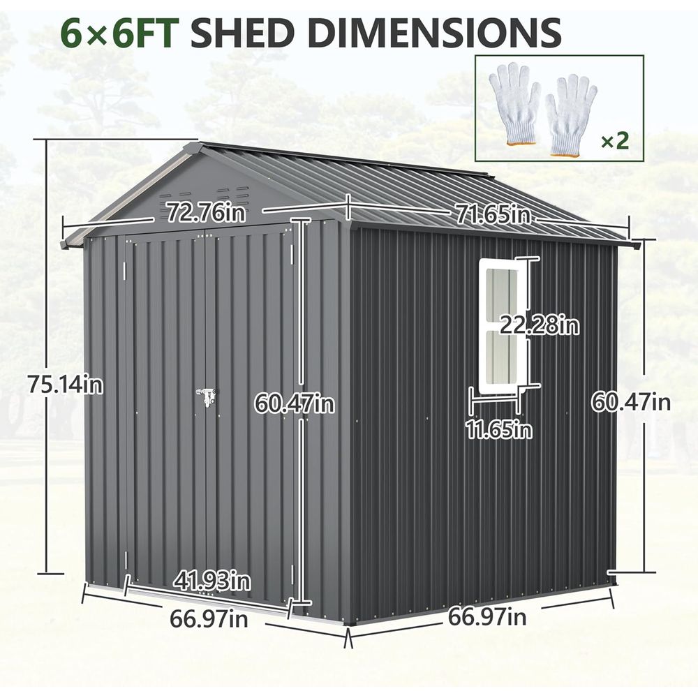 6x6 Metal Outdoor Storage Shed - Gardening Tools In avis et prix