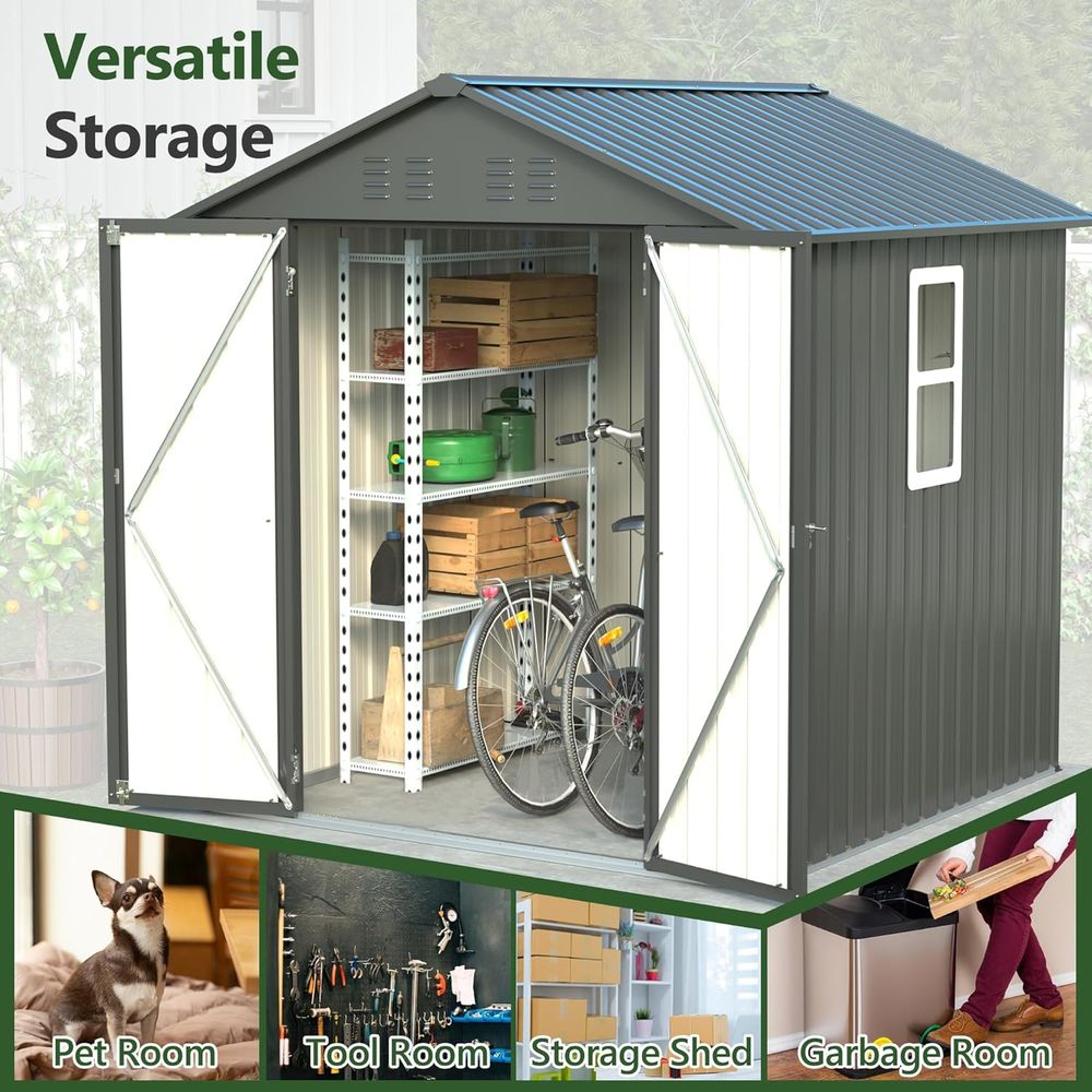 6x6 Metal Outdoor Storage Shed - Gardening Tools In avis et prix