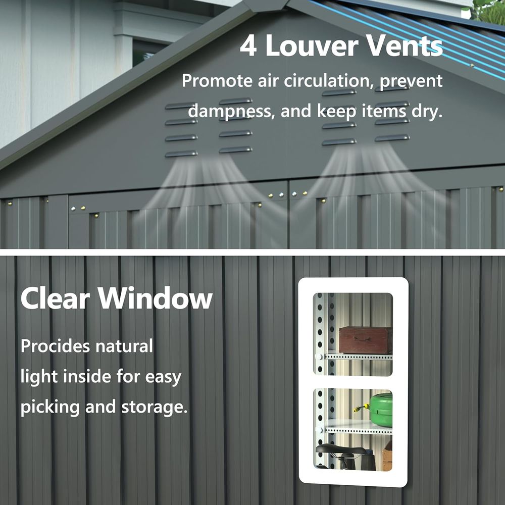 6x6 Metal Outdoor Storage Shed - Gardening Tools In avis et prix