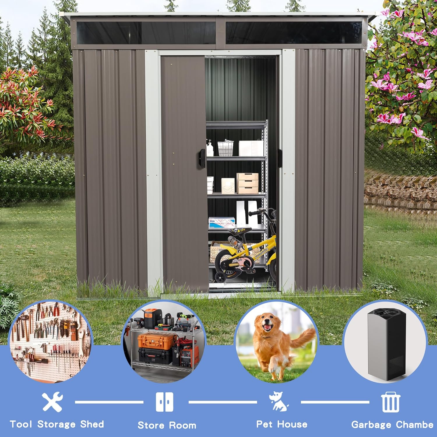 6X5 FT Outdoor Storage Shed, W - Gardening Tools In avis et prix