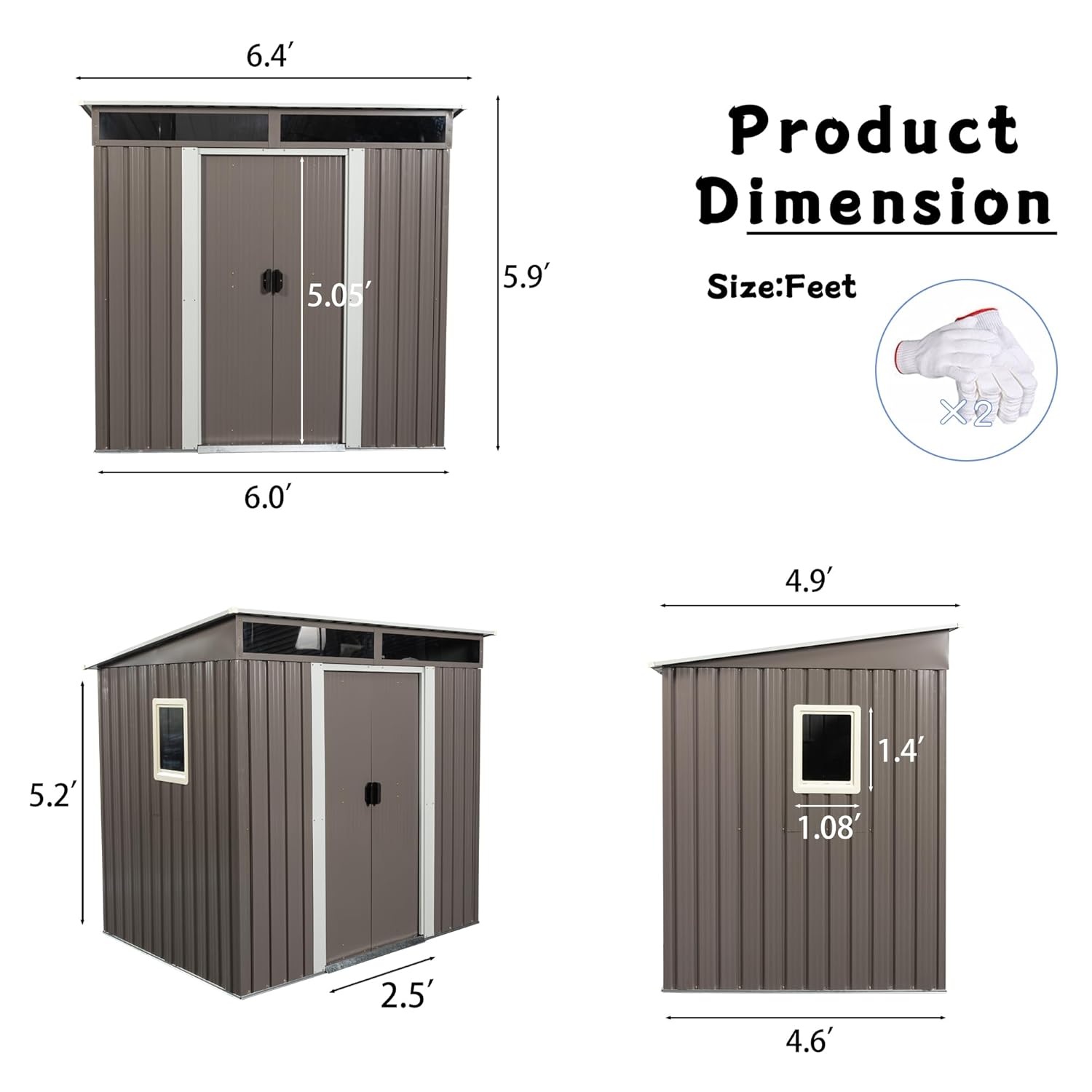 6X5 FT Outdoor Storage Shed, W - Gardening Tools In avis et prix