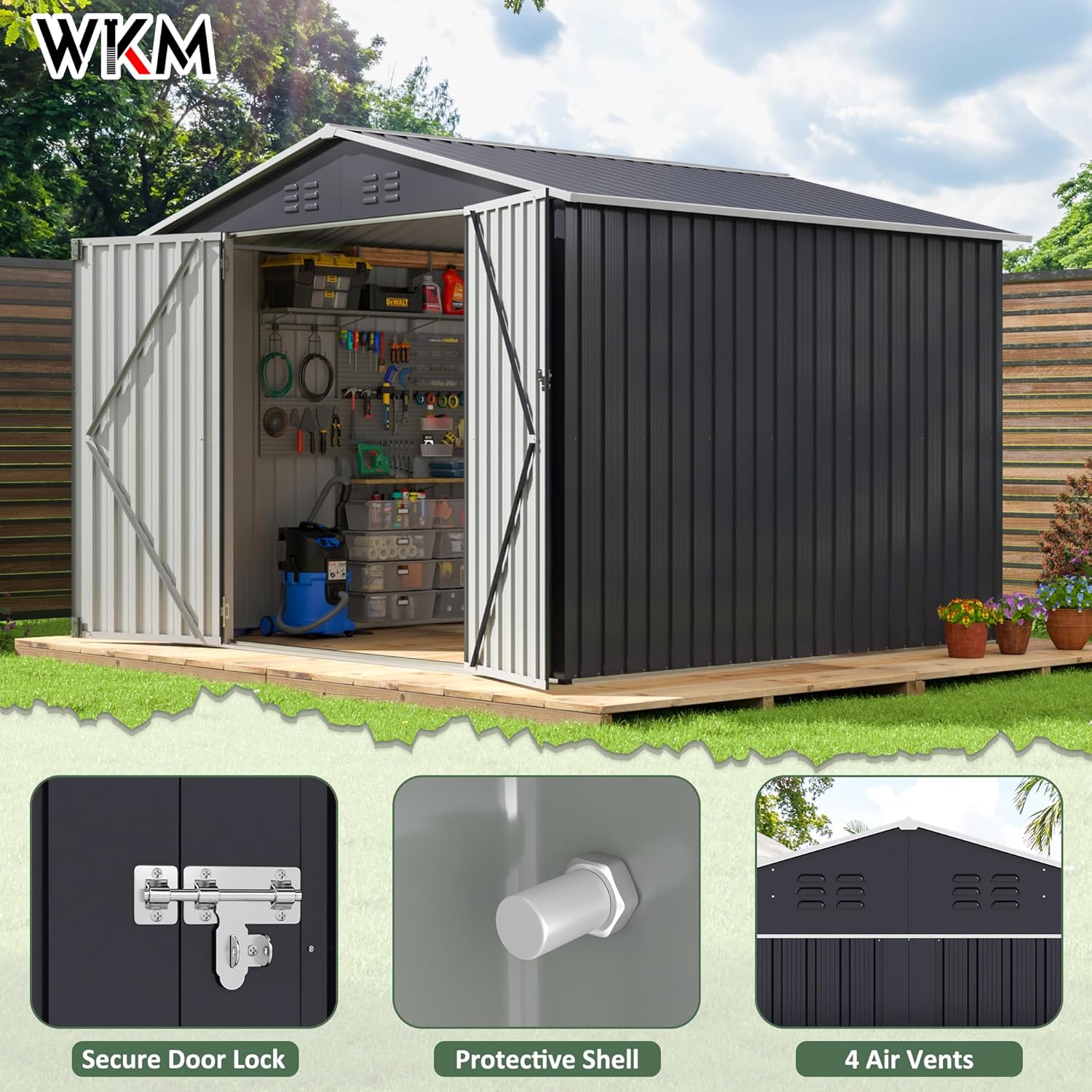 8x8 FT Outdoor Storage Shed, U - Gardening Tools In avis et prix